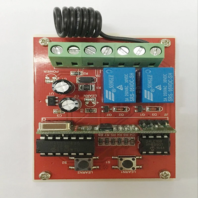 1 шт. 433,92 МГц 2-канальный приемник непрерывно изменяющийся код 12-24V DC