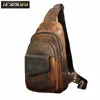 Men Original Crazy horse Leather Casual Fashion Crossbody Chest Sling Bag Design Travel One Shoulder Bag Daypack Male 8013-d ► Photo 2/6