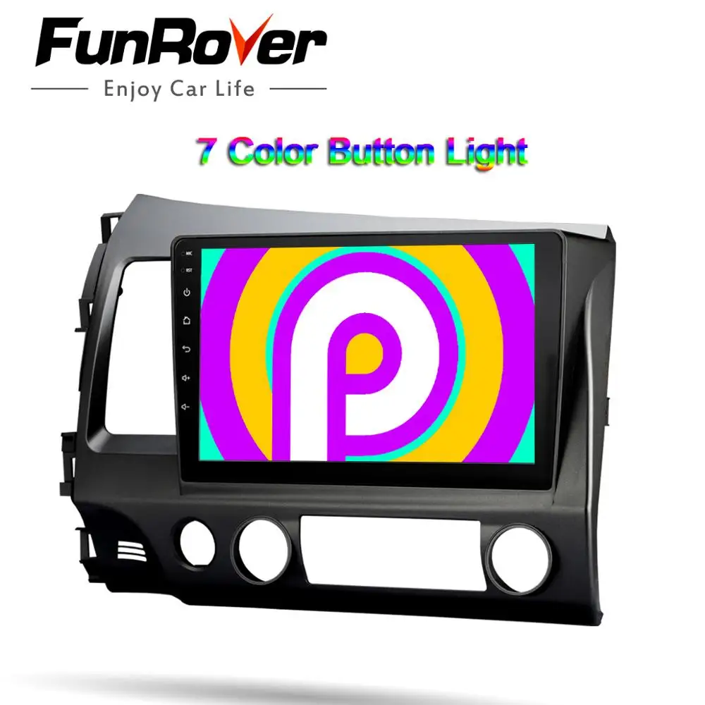 Flash Deal Funrover 2.5D+IPS Car Radio Multimedia 2 din car dvd Android 9.0 for Honda Left Civic 2006-2011 stereo GPS Navi tape recorder 4