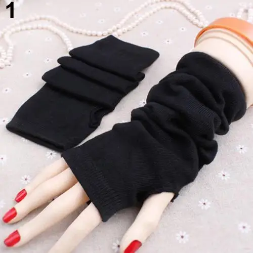 

Women's Fashion Knitted Arm Fingerless Long Mitten Wrist Elastic Warm Gloves hot
