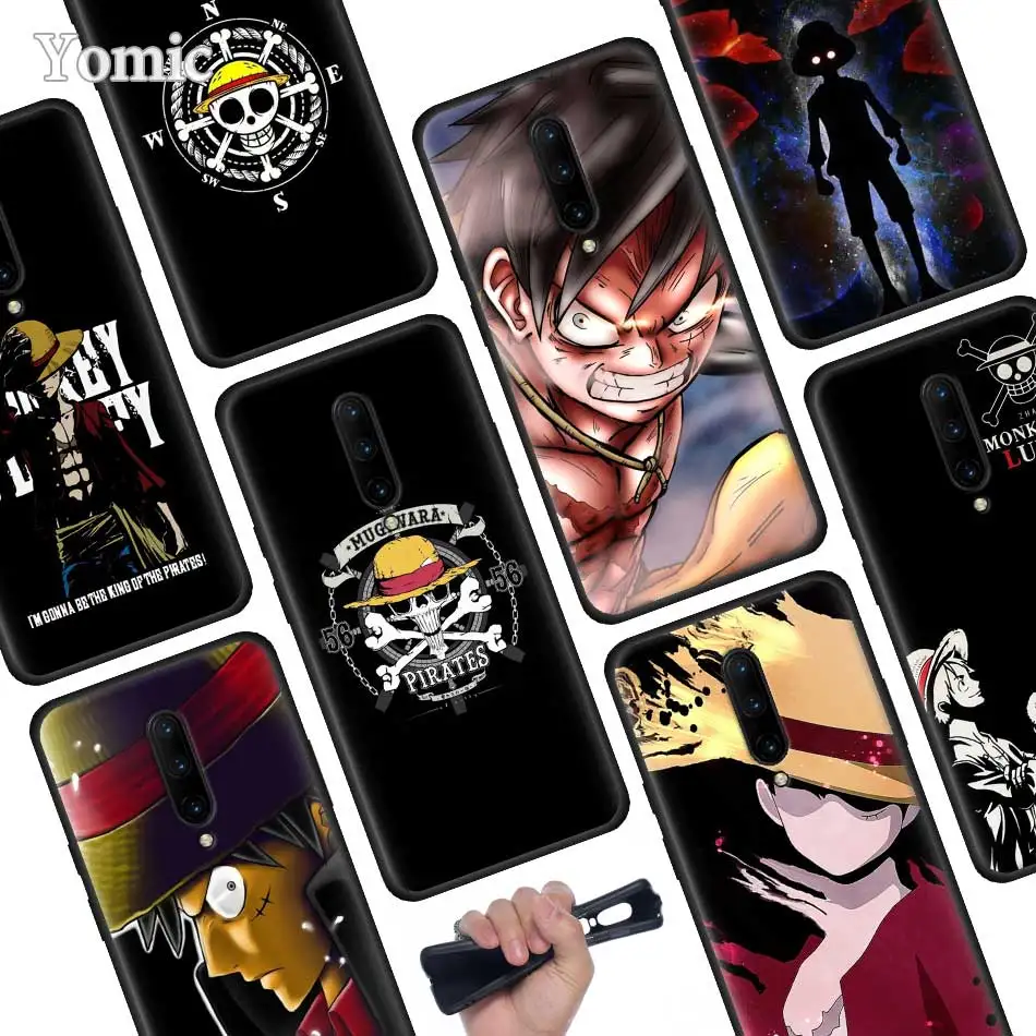 Japanese anime collage one piece luffy Black Soft Case for font b Oneplus b font font