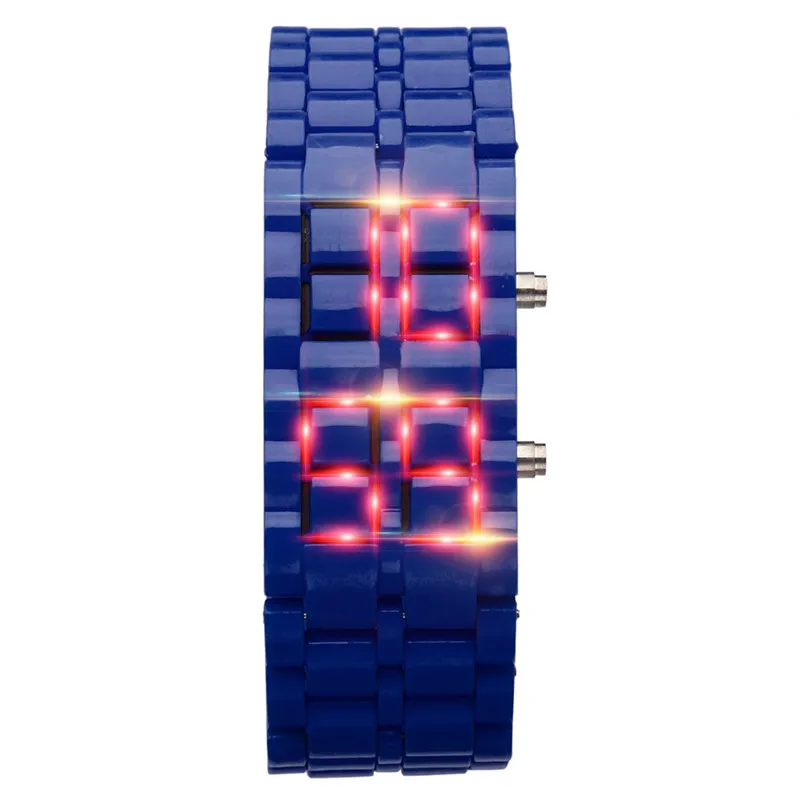 Мужские и женские часы Железный Самурай металл с красным светодиодом браслет для часов спортивные часы мужские часы цифровые Relogio Sport Masculino WD