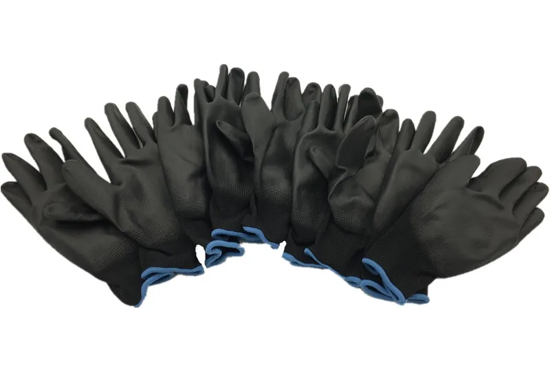 24pcs=12pair DEWBest 13G black PU Work Gloves Palm Coated working gloves,Workplace Safety Supplies,Safety Gloves guantes trabajo IMG_3367_