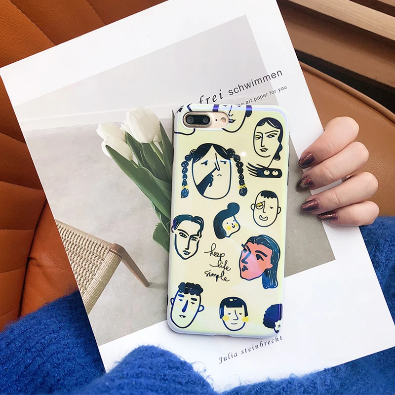 

Mr.Orange Funny Cartoon Phone Case For iphone X Case For iphone 6S 6 7 8Plus Abstract Characters Pattern Back Cover Funda Letter