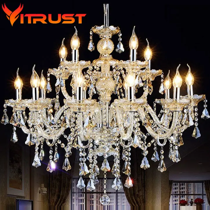 Modern led K9 crystal chandelier ceiling chain pendant e14 hall candle bulb lamp for living room chandeliers home light fixtures