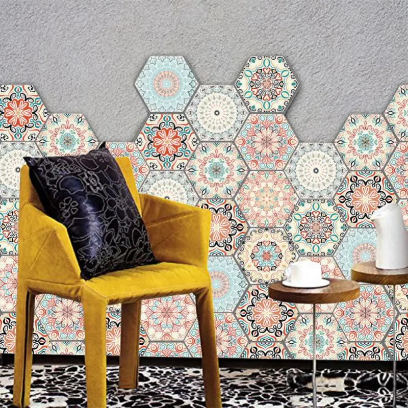 

3D Tile Sticker Removable Waterproof Non-slip Self-Adhesive Wall Sticker Geometric Hexagonal Eco-friendly PVC 3D Sticker