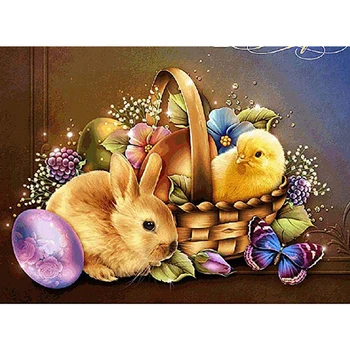 

Diamond Painting Full Drill Square Round Rhinestone Animal Rabbit Chick Cross Stitch Embroidery Diamonds Mosaic Kits Home Decor