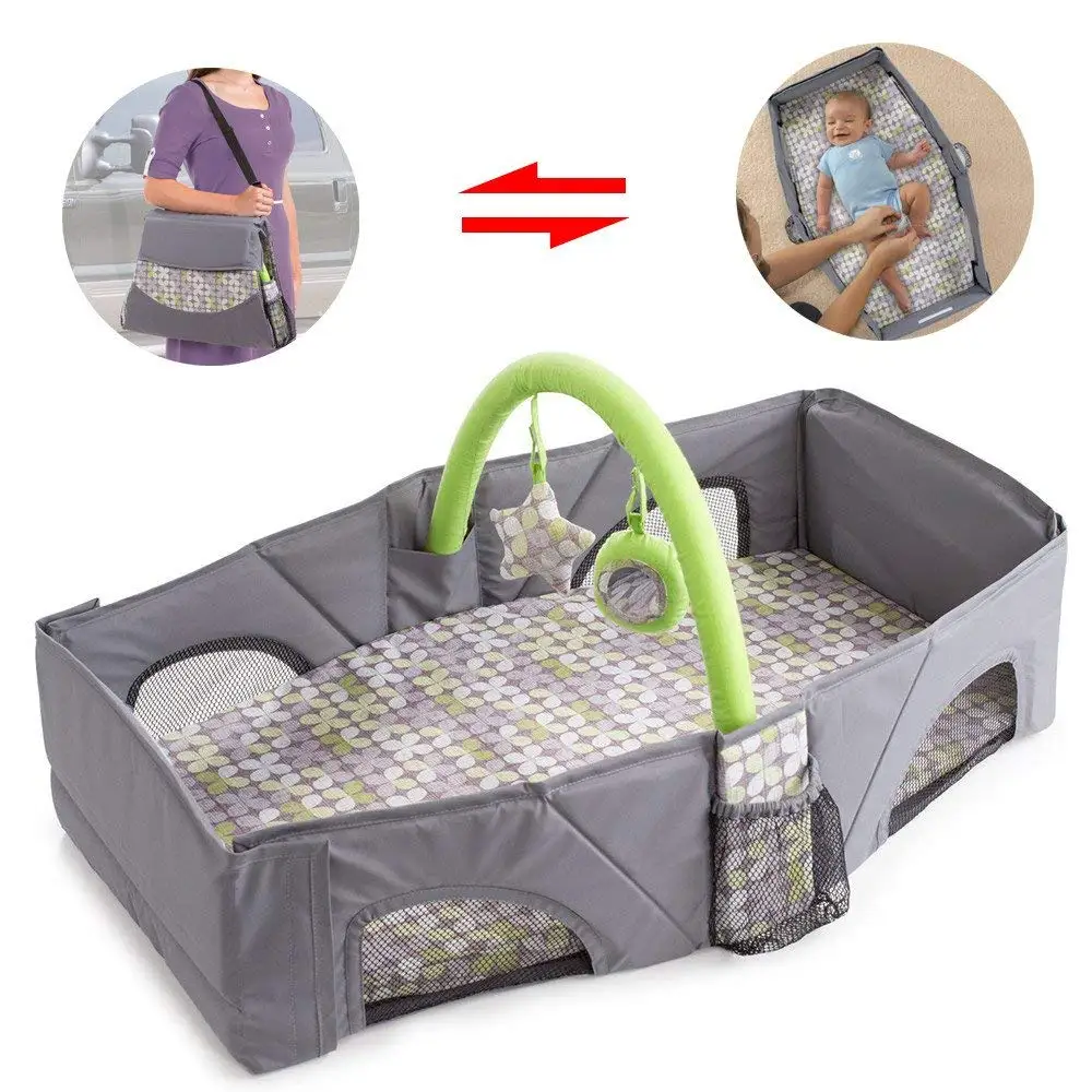 DEWEL-Foldable-Baby-Cribs-Portable-Safe-Newborn-Cot-Mummy-Baby-Travel-Bags-Supplies-Storage-5-Pocket