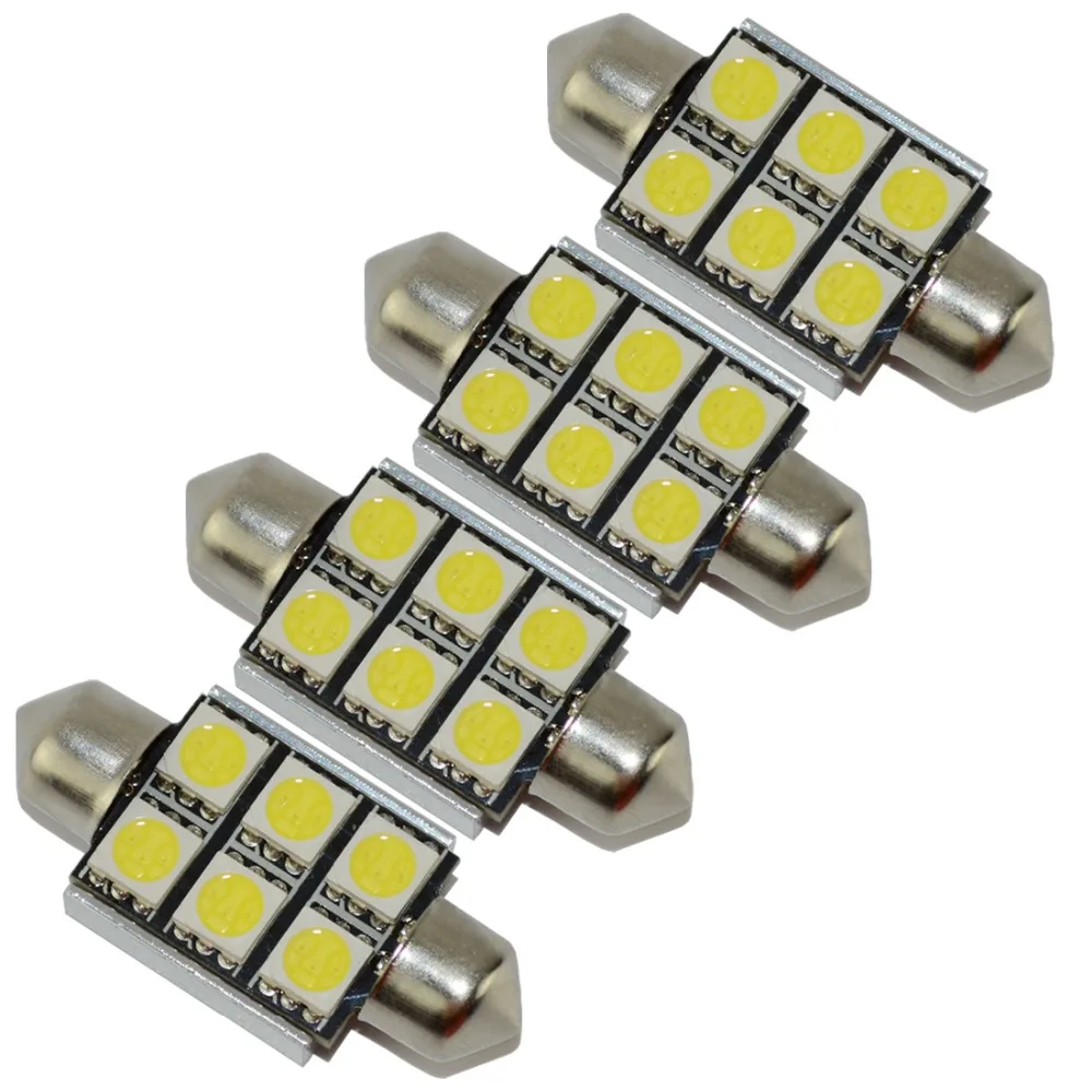10 шт./лот белый гирлянда Canbus 12 В 36 мм/39 мм/42 мм 6SMD 5050 светодио дный авто свет лампы