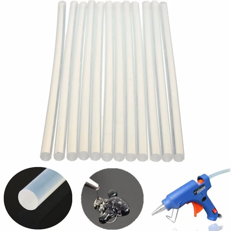 250mmx7mm 12Pcs/Set White Plastic Hot Melt Glue Sticks for Electrical