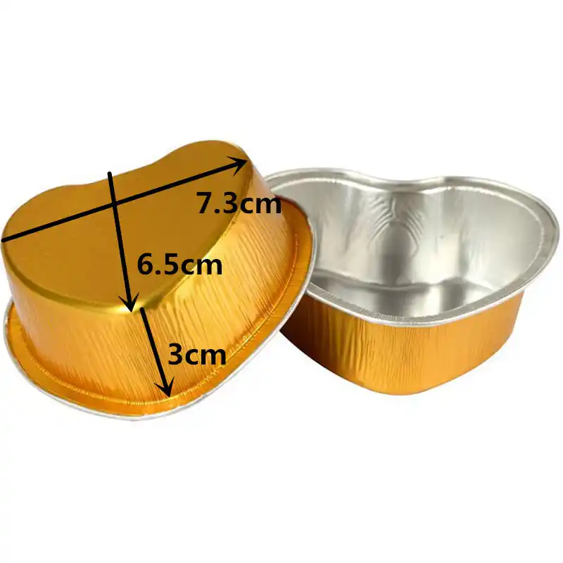 100 Pieces Heart Shaped Disposable Aluminum Pudding Cups With Lids