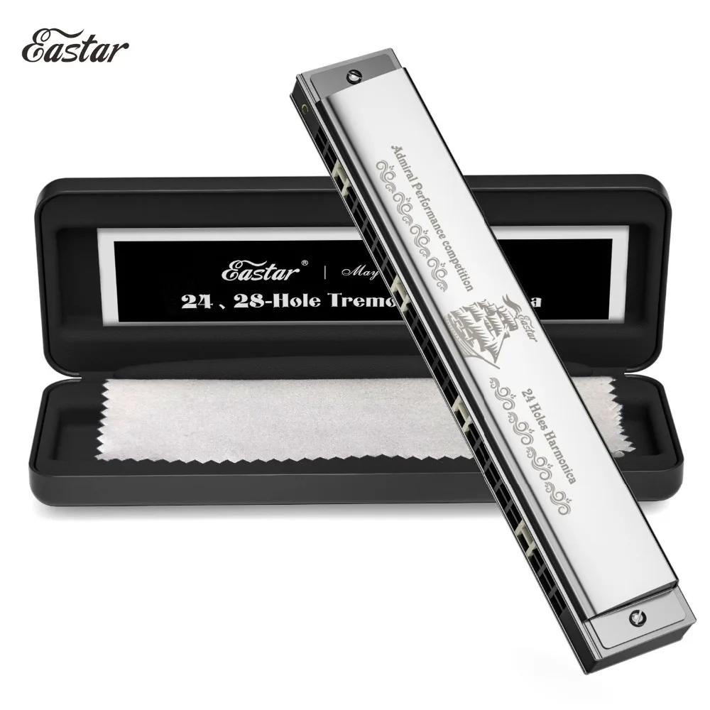 

Eastar Pro Admiral 24 Holes Tremolo Harmonica C Key For Performance Competition Mouth Organ Harmonica + Case Woodwind instrument