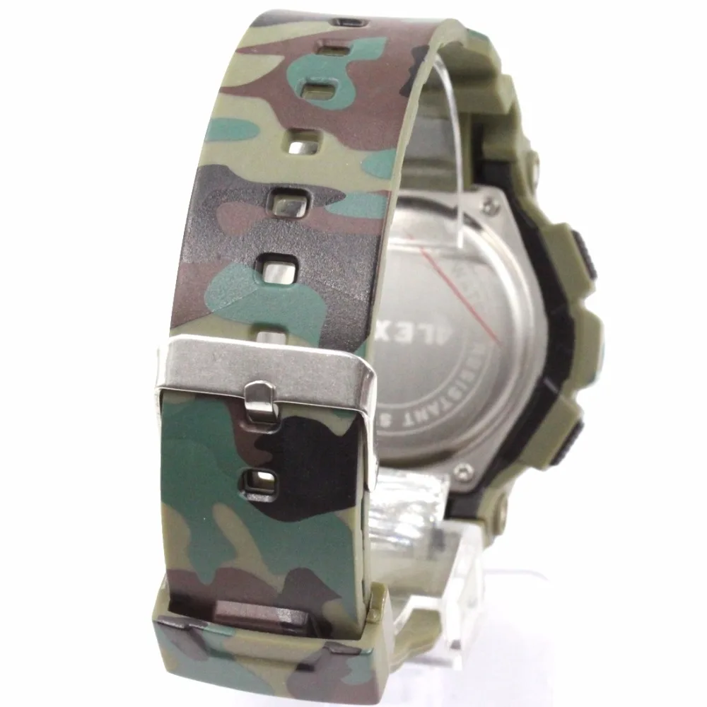 Date Alarm BackLight Men ALEXIS Camouflage Dual Time Analog Digital Watch