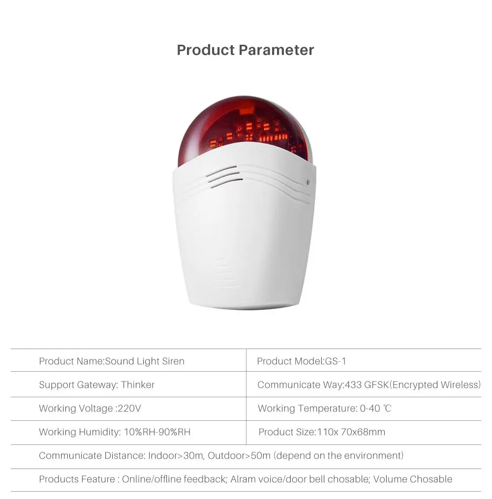 Geeklink GS-1 Senser Smart Home Intelligent Alarm alert warning sound light siren (7)