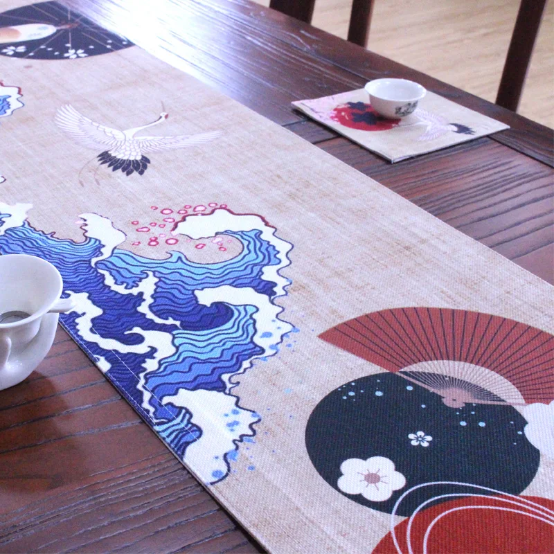 Плакат Картина на холсте домашний винтажный декор Чай с лотосом домашний флаг хлопок мешковина китайский стиль чайная скатерть