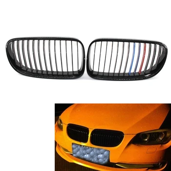 

Left Right Car Front Center Wide Kidney Hood Grilles M-Color Grill for BMW E92 E93 11-14 2 Door Cabrio & Coupe LCI facelift