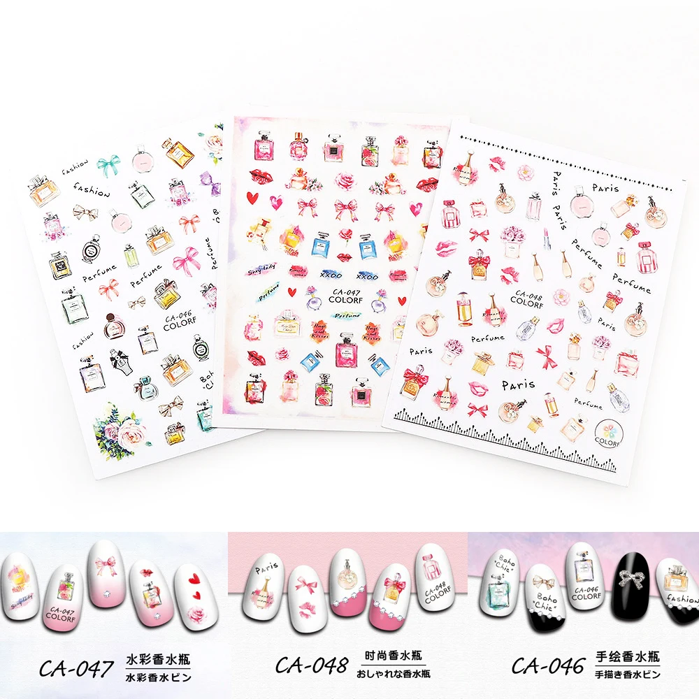 

1Pc Perfume Bottle Style Nails Art Stickers 3D Self Adhesive Sticker Designs Nail Wraps Sticker Decorations Tools