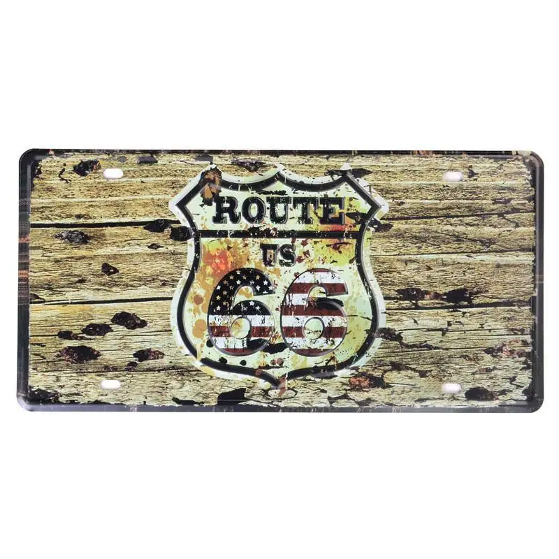 USA Vintage Plate Metal Tin Signs Route 66 Car Number Garage Decor License Plaque Poster Club Wall Pin Up Poster 30*15CM C4