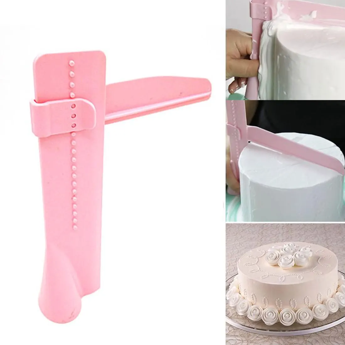  2pcs Cake Scraper Smoother Adjustable Fondant Spatulas Cake Edge Smoother Cream Decorating DIY Bake