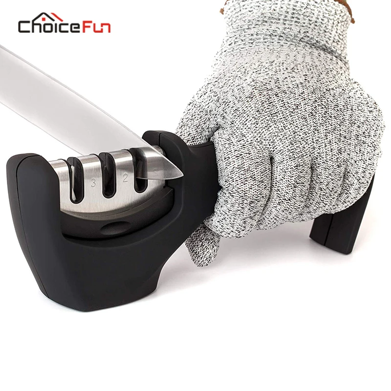 CHOICE FUN 3 Stage Handheld Manual Kitchen Knife Sharpener For Kitchen