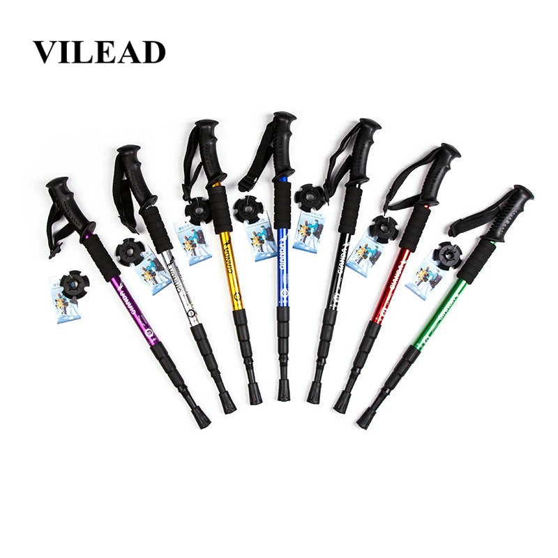 

VILEAD 50-135cm Nordic Walking Sticks Aluminum alloy Adjustable Ultralight Outdoor Travel Hiking Trekking Poles Portable Cane