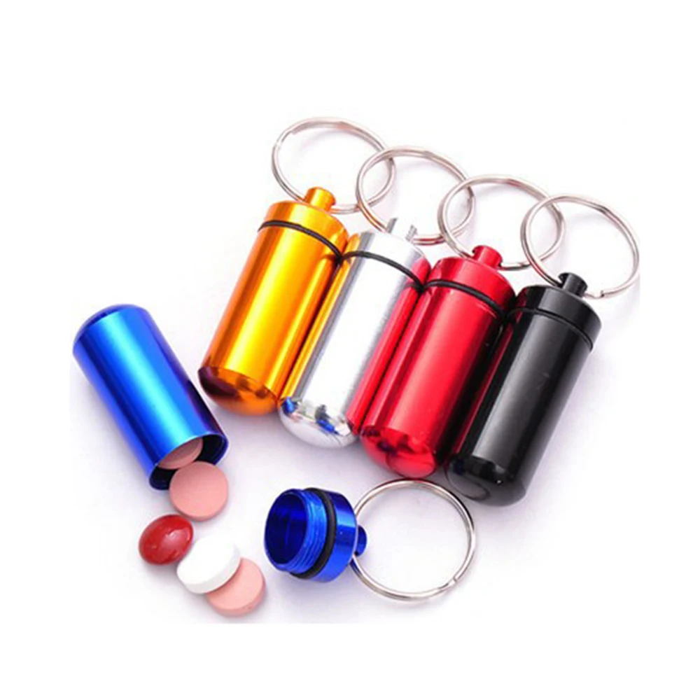 Buy suti 1PCS Keychain key holder Aluminum Waterproof Pill Shaped Box Bottle