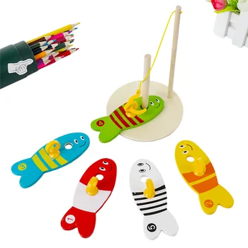 

1 Set Fishing Toys For Children Digital Fishing Column Wooden Toys Early Educational Toys Kids Toys Birthday Gift