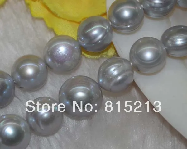 

wb 00127 Lots 2strs A+++ 12-13mm luster grey near round freshwater pearls