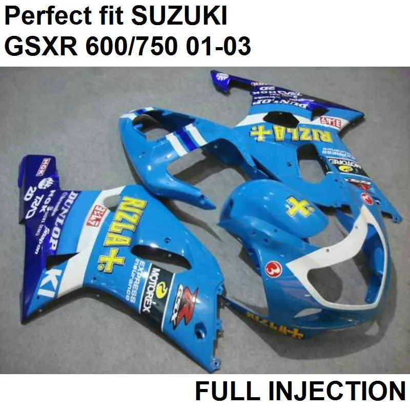 

Full fairing kit injection mold fairings for Suzuki GSXR600 01 02 03 blue black fairings set GSXR 750 2001 2002 2003 LV29