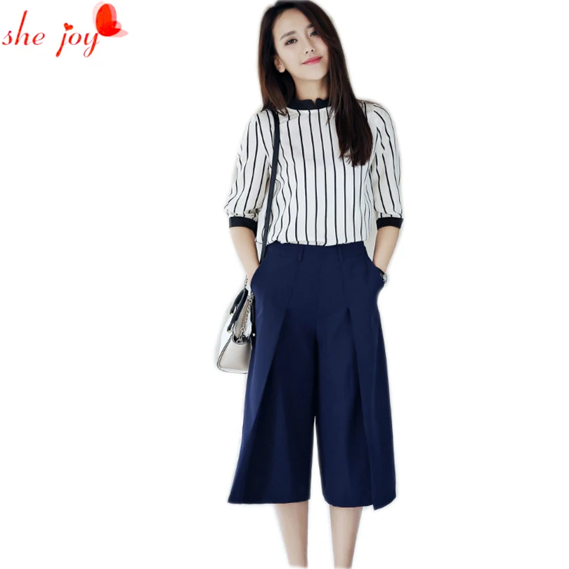 Han edition dress summer new fashion chiffon two-piece small sweet wind socialite wide-legged pants suit