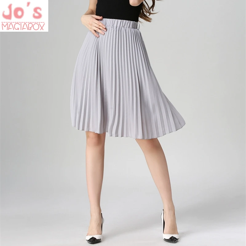 mid length pleated skirts grey