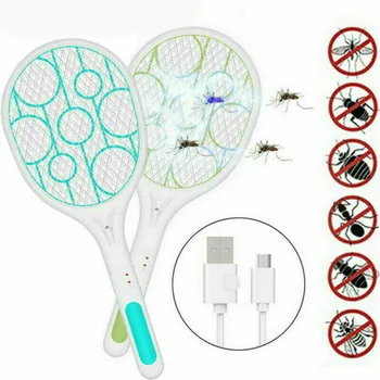 

Mosquito Swatter Killer USB Rechargeable Electric LED light Tennis Bat Handheld Racket Insect Fly Bug Wasp