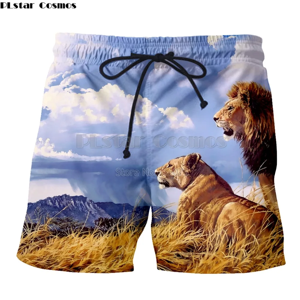 PLstar Cosmos брендовая одежда летние новые модные 3d шорты с животным принтом льва хипстерские Мужские Женские повседневные шорты
