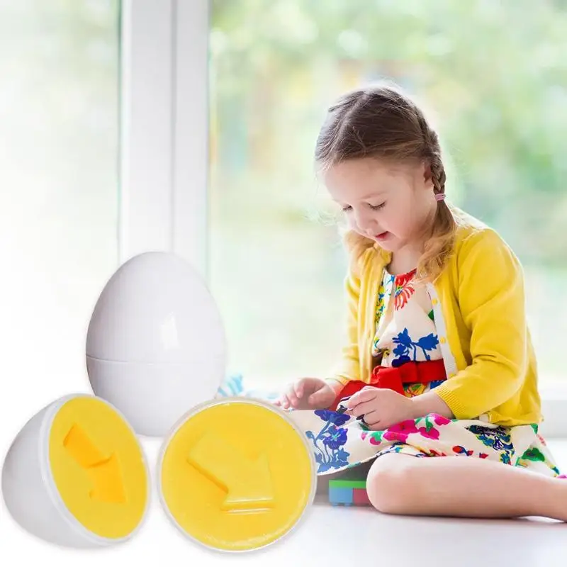 Набор из 3 предметов в форме яиц, детские игрушки Монтессори для малышей, обучающие игры распознавание цвета, обучение