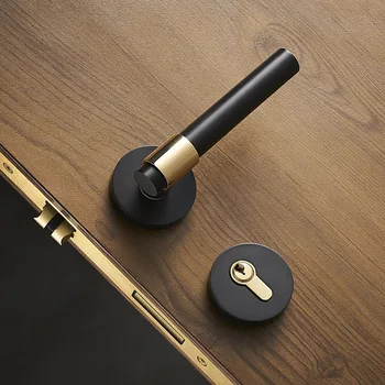 

Top Designed 1Set European Pure Brass Door Lock Set Interior Bedroom Living Room Silent Door Lock Split Door Lever Lock w Keys