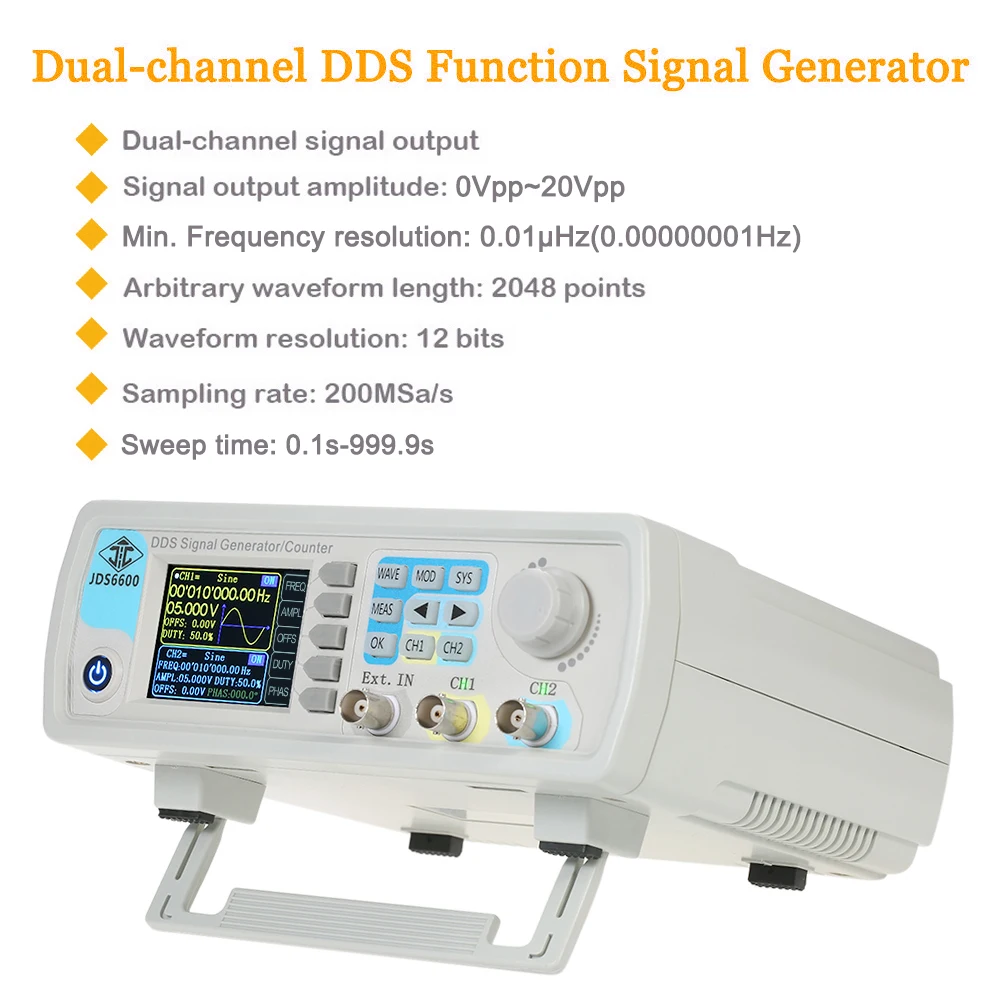 

Digital Dual-channel DDS Function Signal Generator Arbitrary Waveform Pulse 1Hz-100MHz Frequency Meter 200MSa/s 30MHz
