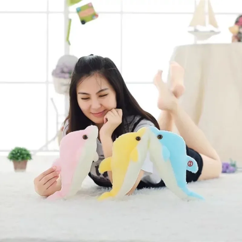 Colorful Glowing Plush Dolphin Toy with Led Light for Kids
