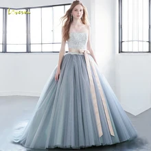 Loverxu бальное платье без бретелек Бальные платья Шикарные аппликации Бисероплетение без рукавов на шнуровке развертки поезд вечерние платья для выпускного вечера размера плюс