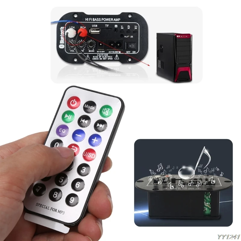 

Car Kit 25W Car Bluetooth Subwoofer Hi-Fi Bass Amplifier Board Audio TF USB 220V/12V/24V Remote Control 2.1+EDR Bluetooth