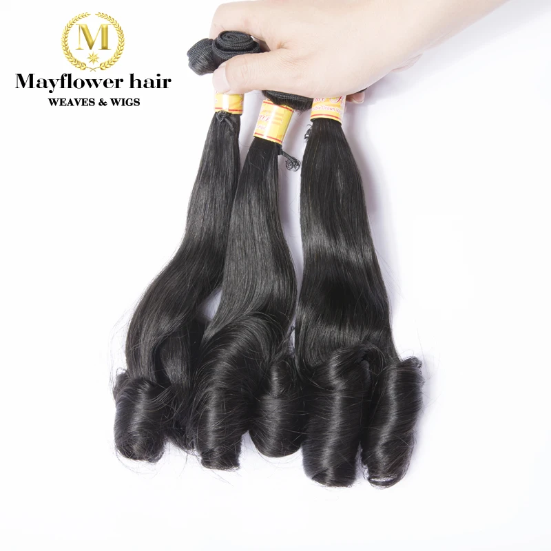 3 bundles Aunty Funmi Hair Egg curl natural color double drawn virgin European hair double drawn machine weft