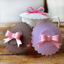 Новая распродажа 10,5 см милый анти-пылезащитный силиконовый чехол для чашки силиконовый прекрасный чашка с крышечкой-бантиком крышка кофе всасывающее Уплотнение Крышка 6 цветов