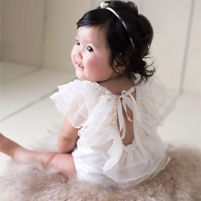 Newborn Baby Girl Cotton Lace Romper Photography Birthday Party Princess Clothes