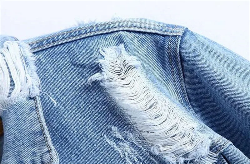 MORUANCLE женские модные рваные джинсовые куртки, уличная рваная джинсовая куртка и пальто для леди, потертая верхняя одежда с эффектом потертости