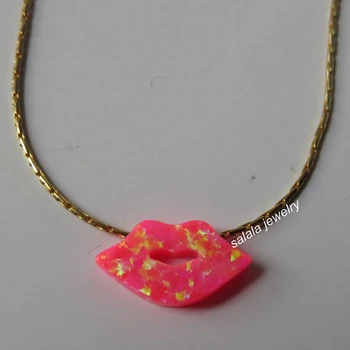 

20pcs/lot OP42 Pink Lip Fire Opal Necklace 925 Sterling Silver Lip Opal Necklace & Pendant , Red Lip Opal Jewelry for gift