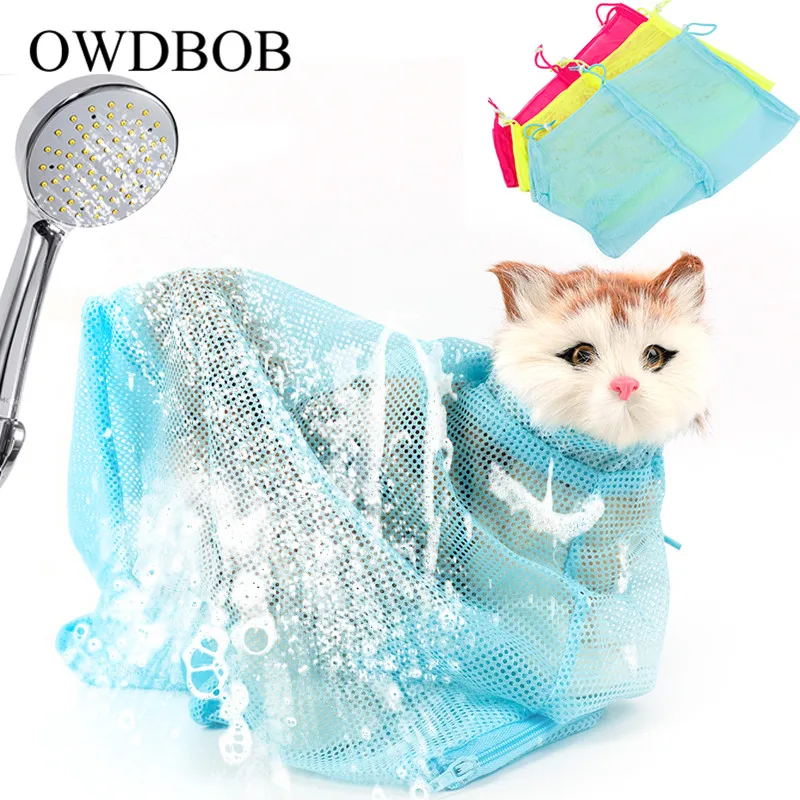 

OWDBOB Mesh Cat Grooming Bathing Bag No Scratching Biting Restraint for Bathing Nail Trimming Injecting Examing Pet Accessories