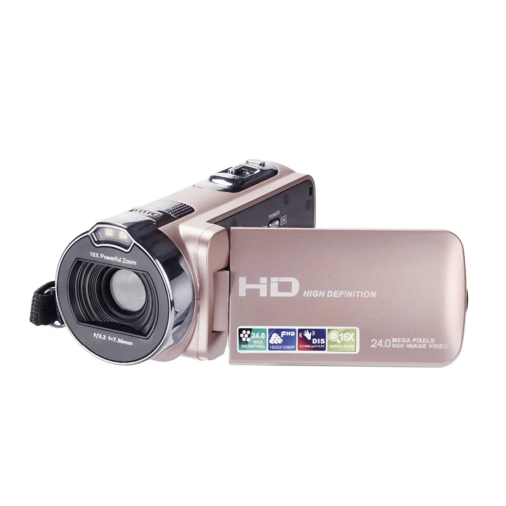 HDV-312P HD Digital Photo Камера 16X24 Мп 720 P профессиональные цифровые видеокамеры 2,7 дюйма TFT Вращения Экран с светодиодный заполняющий свет