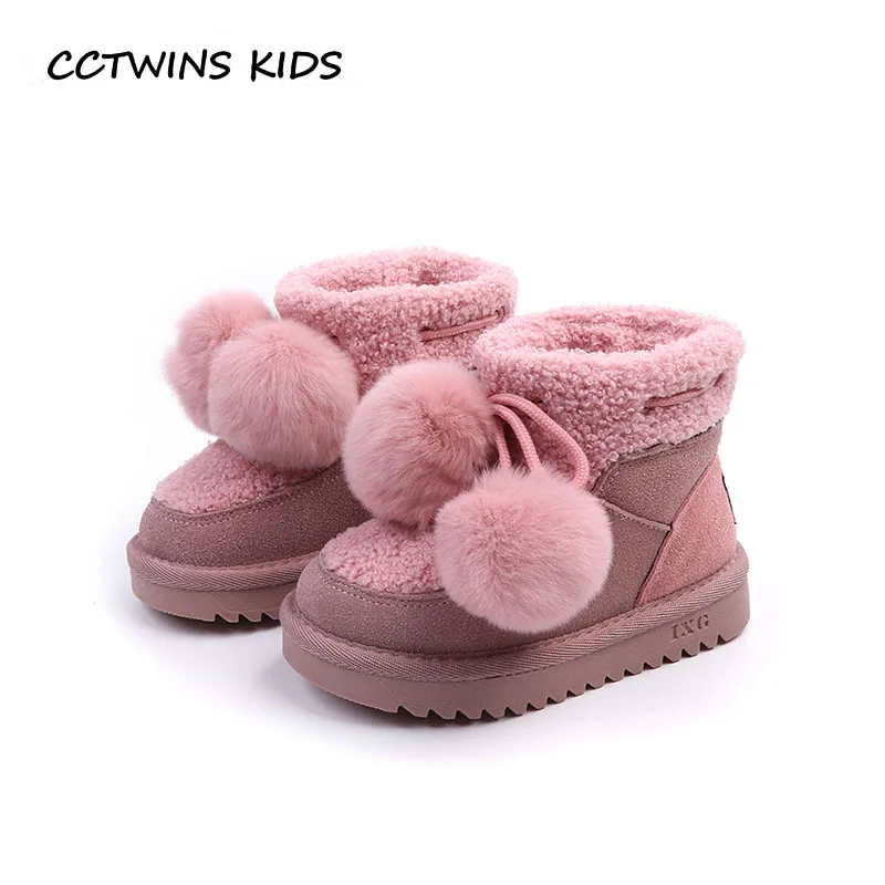 

CCTWINS KIDS 2018 Winter Baby Girl Fashion Snow Boot Toddler Brand Warm Mid Calf Boot Children Genuine Leather Shoe CS1596
