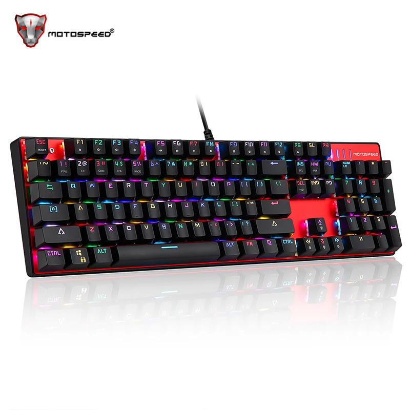 Motospeed CK104 Проводная Механическая клавиатура 104 клавиш RGB синий переключатель