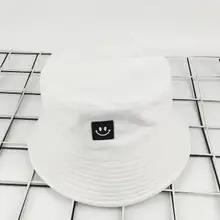 1 шт./партия женская мужская летняя шляпа Женская Мужская Панама, шляпа-Панама смайлик Летняя Повседневная Панама белый черный ведро