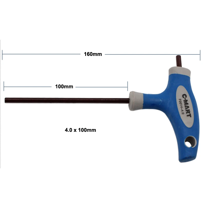 C-Mart ручной инструмент 2,5/3/4/5/6/8/10 мм хром-ванадиу Сталь внутренний шестигранный ключ, дюймовый стандарт Т-образная ручка, дюймовый стандарт allen шестигранный ключ разводной раздвижной гаечный ключ - Цвет: 4.0x100mm